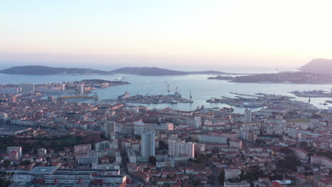 Toulon-harbor-french-naval-base-aerial-shot-sunset-Mediterranean-coast